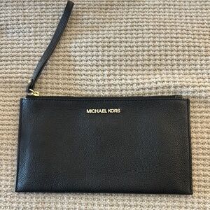 Michael Kors Black Leather Wristlet